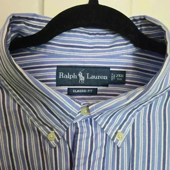 Ralph Lauren Mens Button down Polo Striped Long Sleeve Classic Fit 2X Big - Picture 2 of 10